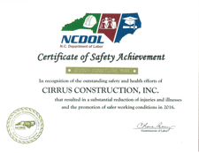 Cirrus Construction, Inc. for the fifth year