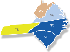 Airports of West Virginia, South Carolina, Tennessee, North Carolina and Virginia