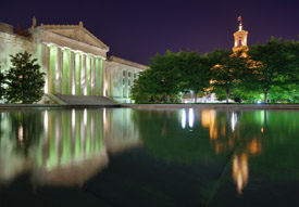 Nashville War Memorial Auditorium And Tennessee State Capitol In Nashville, Tennessee