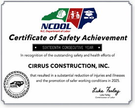 Cirrus Construction, Inc. for the fifth year